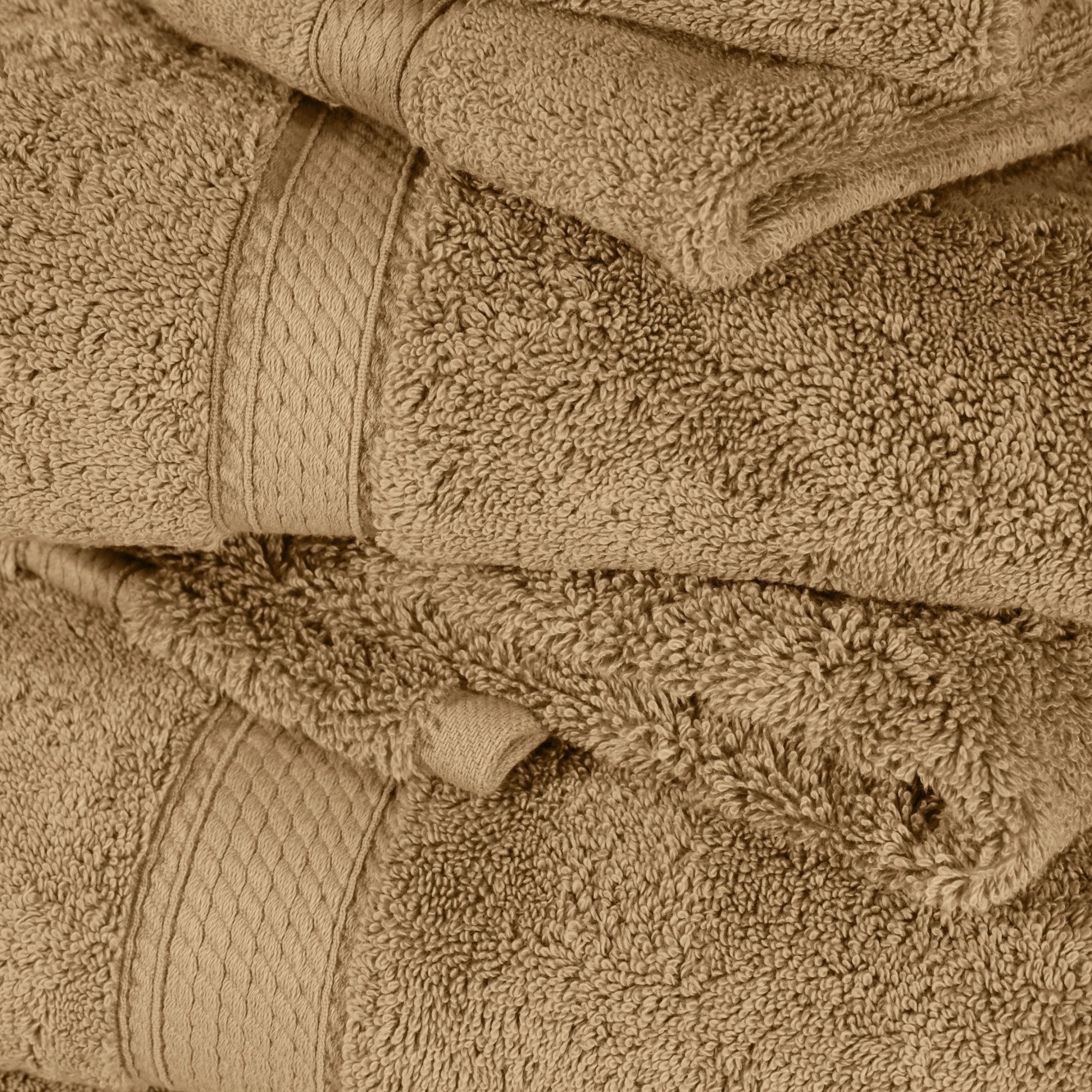 Superior Madeline Egyptian Cotton Ultra-Plush 12-Piece Towel Set, Toast