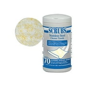 SCRUBS Stainless Steel Cleaner Towels, 70 Wipes Per Canister, Case Of 6 Canisters