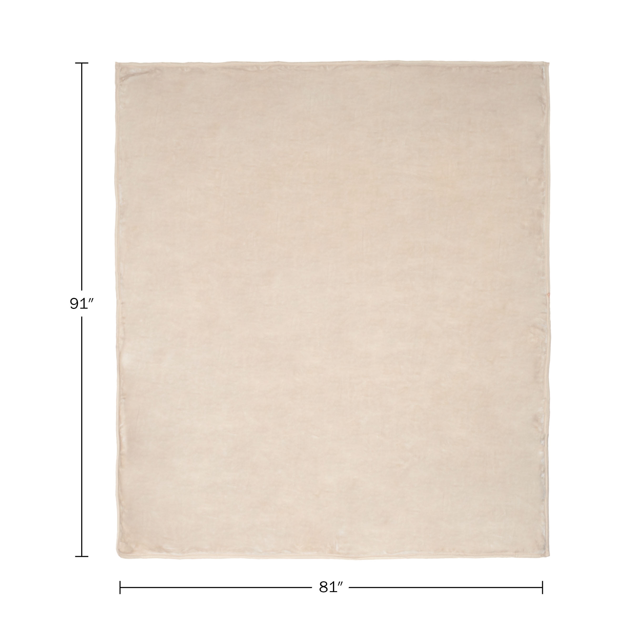 Somerset Home Mink Faux Fur Blanket - 91x81 Washable Bedding or Throw, Beige