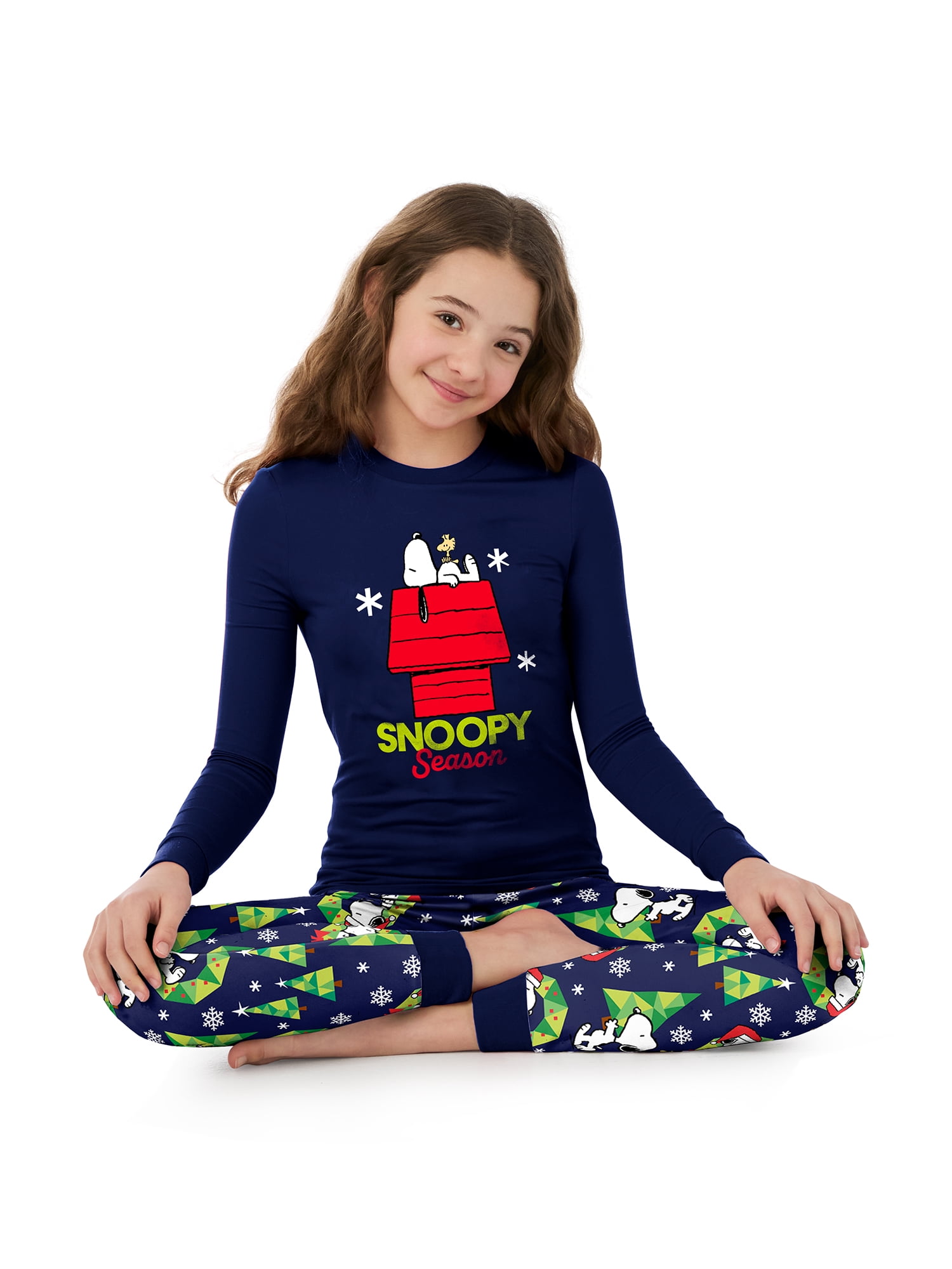 Peanuts Snoopy Unisex Kids Matching Family Pajamas Top and Pants Set, 2-Piece, Sizes 6-12