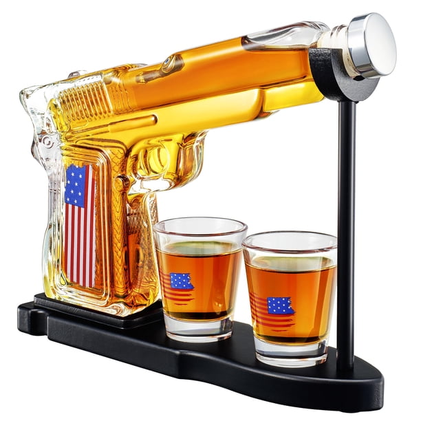 Set de decantadores de whisky The Wine Savant con bandera estadounidense