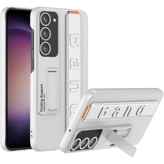 case for Galaxy S23 Case with Kickstand Wrist Strap Bracket Cover Slim Thin Cover Shockproof Protective Case for Samsung Galaxy S23 , Silver