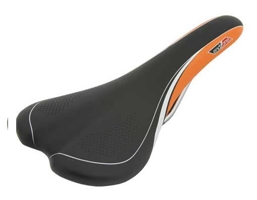 black and orange bike seat