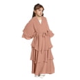 thumbnail image 4 of LEKWK 2-Piece Muslim Abaya Set for Girls Long Sleeve Layered Ruffle Dress Matching Headscarf Islamic Prayer Clothes Modest Maxi Robe Holiday, 4 of 8