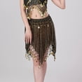 thumbnail image 3 of Womens Sheer Mesh Mini Skirts Bell Dance Handkerchief Hem Sequin See-Through Skirts Sparkly Gold Coins Black, Free Size, 3 of 7