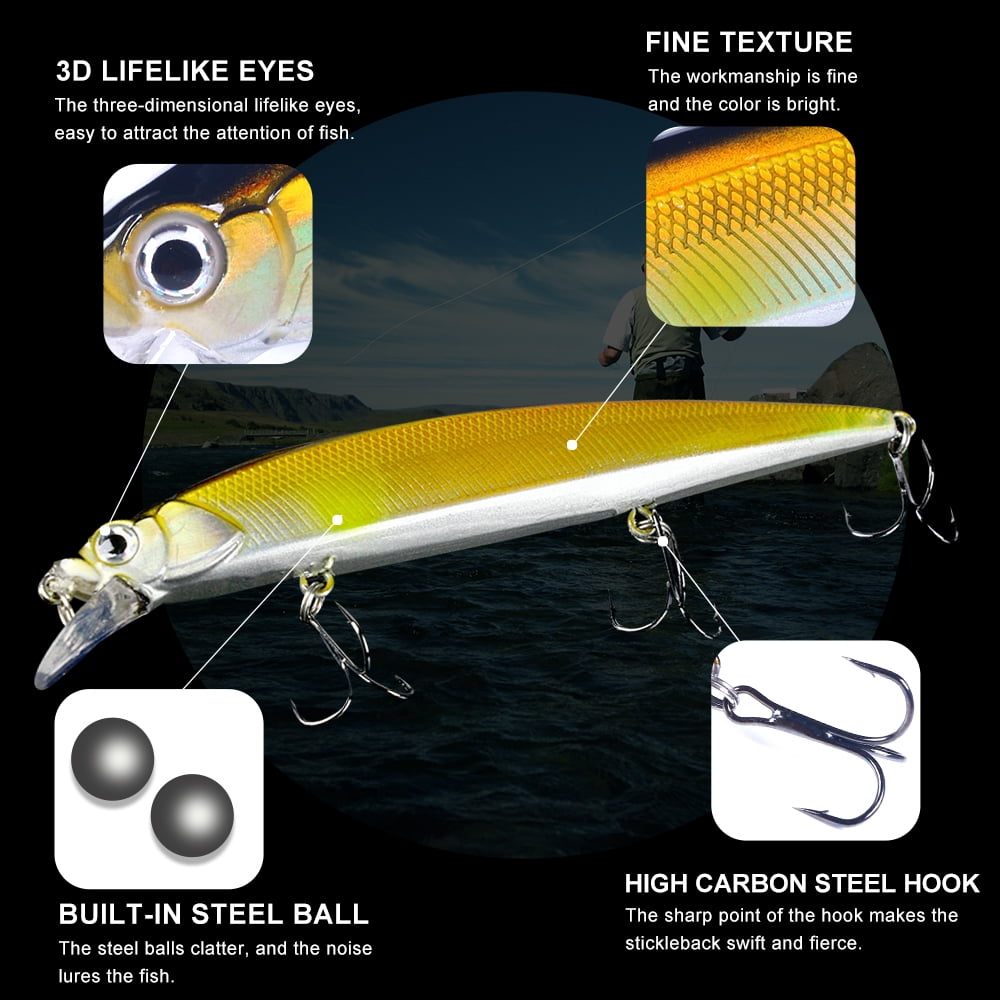 HENGJIA Fishing Lures Large Hard Bait Minnow VIB Lure with Treble Hook Life-Like Swimbait Fishing Bait Popper Crankbait Sinking Lure for Trout Bass Walleye Redfish