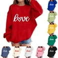 thumbnail image 7 of YunPes Kids' Heart Print Oversized Sweatshirts Fall Winter Warm Comfy Crewneck Pullover Tops with Love Design for Teen Girls Boys, 7 of 7