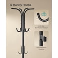 thumbnail image 3 of Coat Rack Freestanding, Coat Rack with Umbrella Holder, Metal Coat Rack Stand with 12 Hooks, for Entryway, Hallway, Living Room, Bedroom, Ink Black, 3 of 7