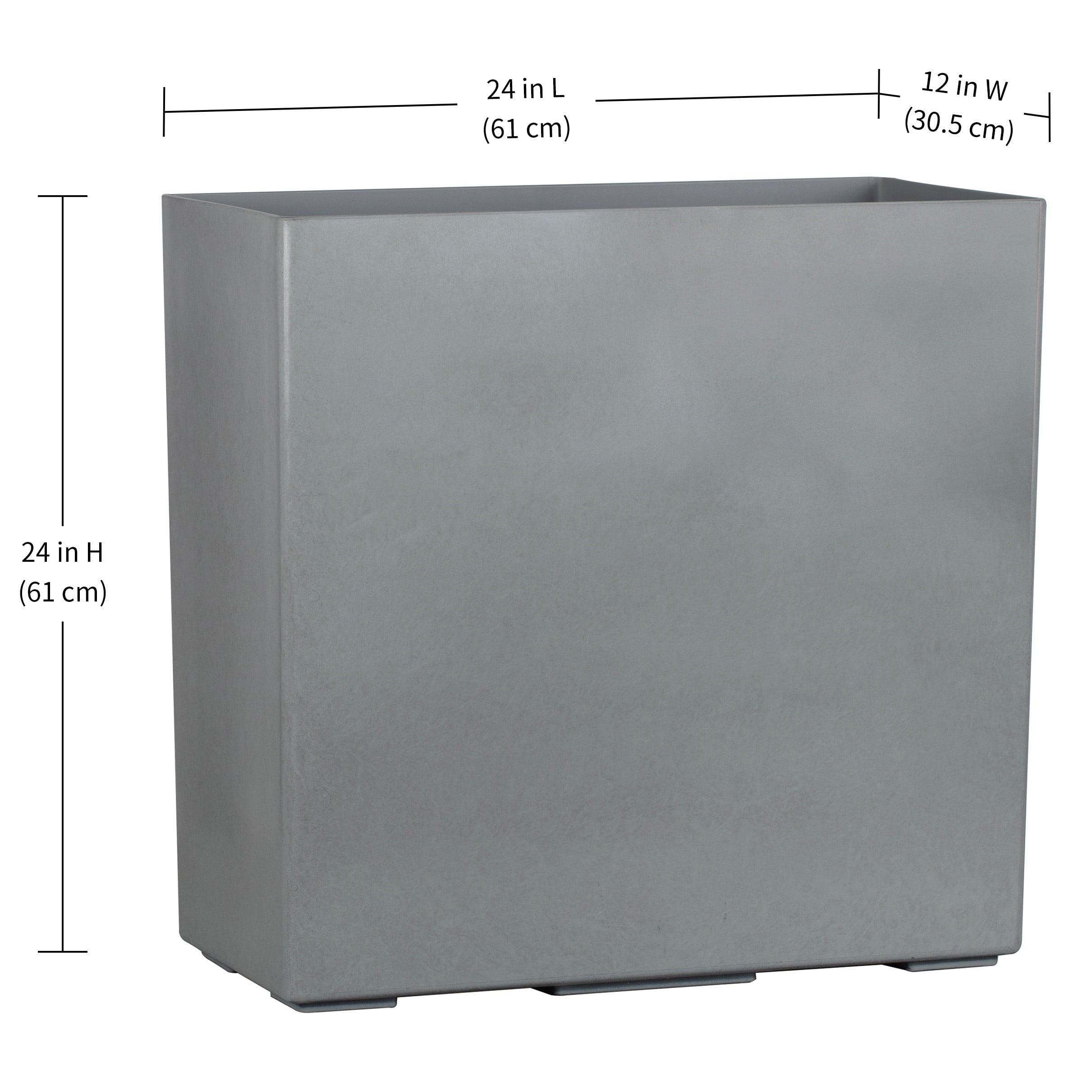 Mainstays Asher 24" x 12" x 24" Rectangle Gray Plastic Planter
