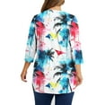 thumbnail image 4 of QETYUW Womens Hawaiian Shirt Plus Size 3/4 Sleeve Shirts Crew Neck Loose Fit T-Shirts Graphic Tees Spring Summer Tops, 4 of 5