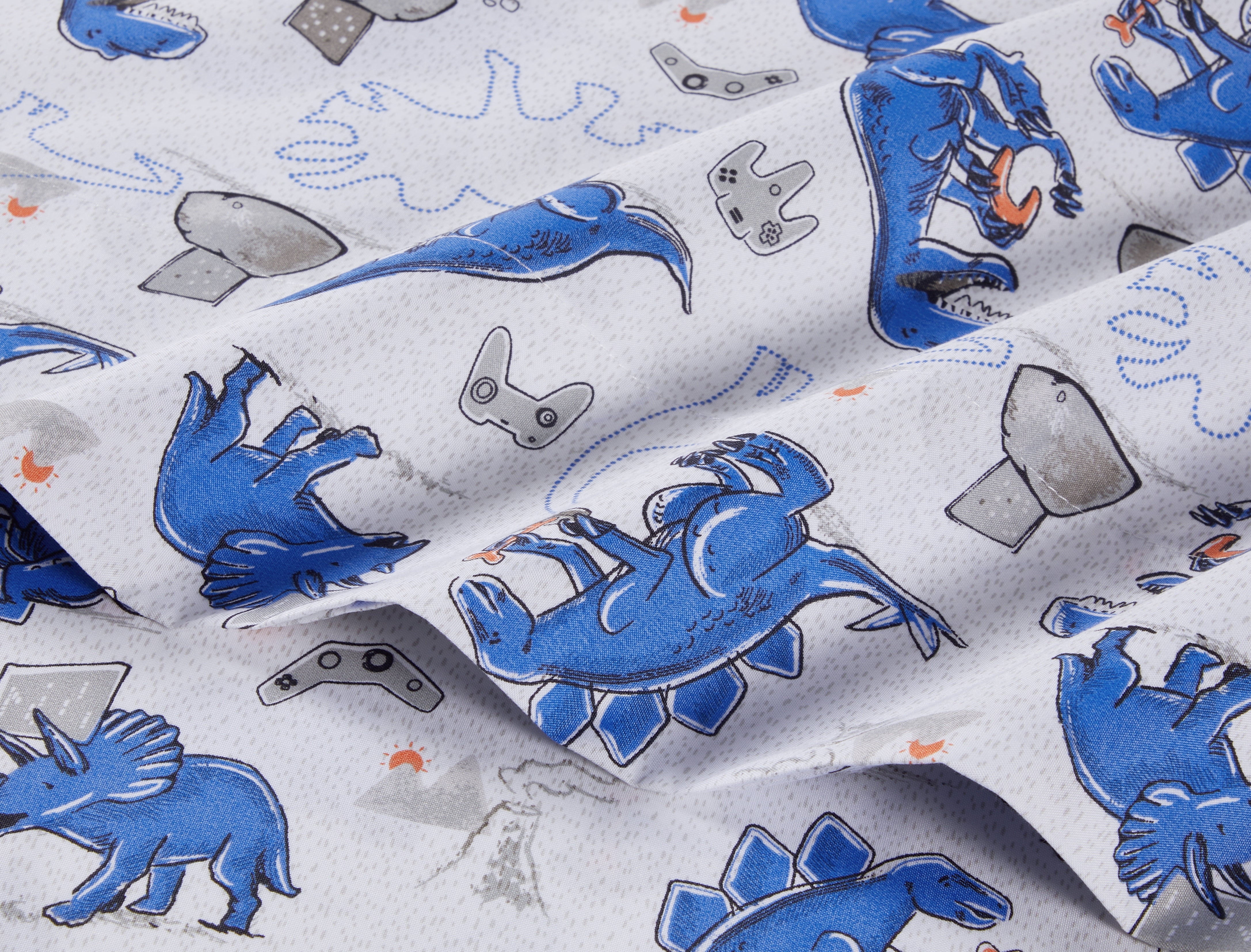 Your Zone Kids Soft Microfiber Sheet Set, Dino Gamer, Twin, 3 Pieces, Easy Care