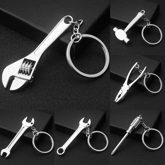 Naierhg 2Pcs Zinc Alloy Wrench Spanner Hand Tool Shaped Design Pendent Keyring Key Chain Gift