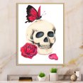 thumbnail image 1 of Designart Skull With Red Rose & Butterfly Modern & Contemporary Floating Frame Wall Art, 1 of 4