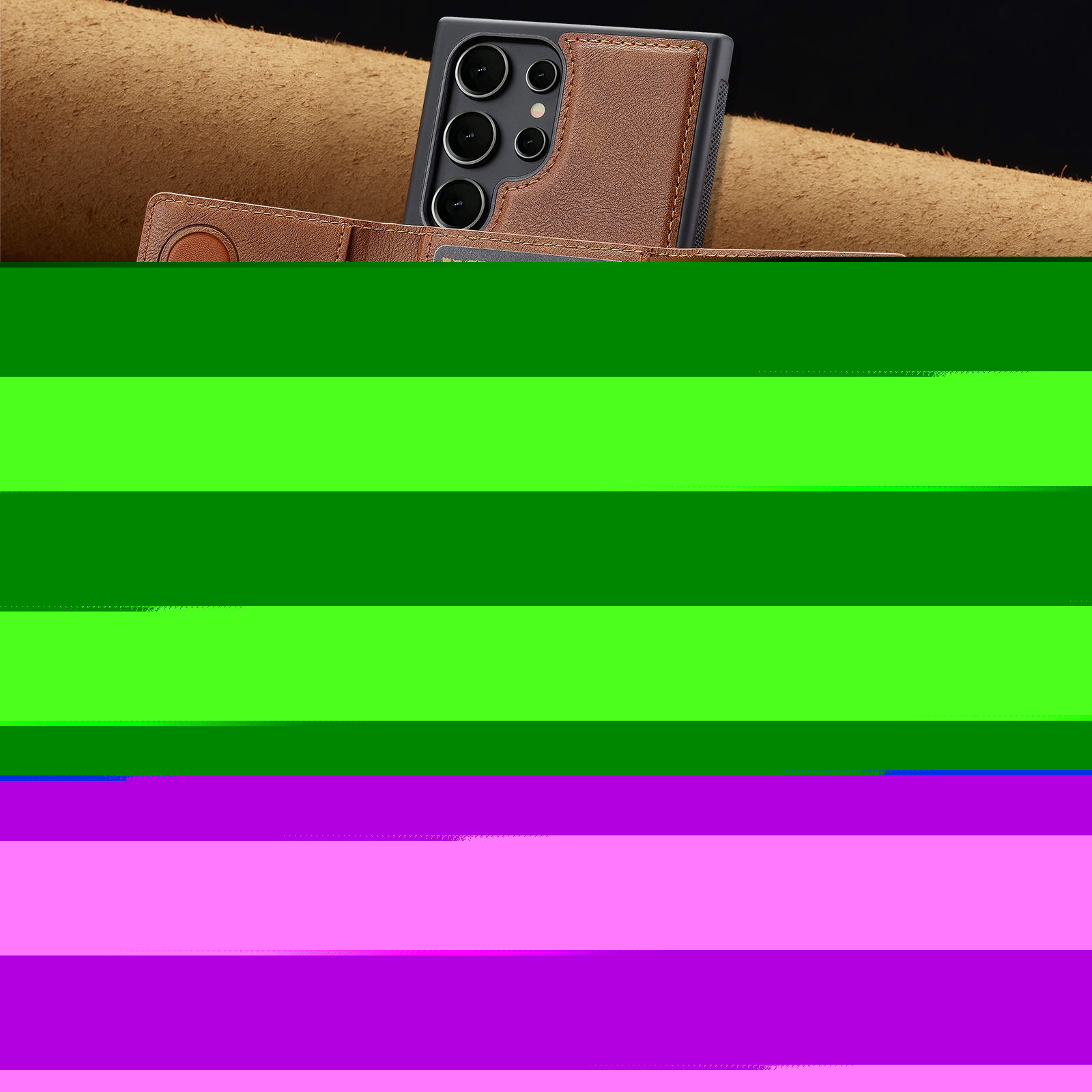 thumbnail image 6 of ELEHOLD Wallet Case for Samsung Galaxy S25 Edge, Magnetic Back Cover Compatible with Mag-Safe, Premium PU Leather Shockproof Protective Case with Detachable Card Holder Kickstand,Brown, 6 of 11