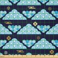 thumbnail image 2 of Ambesonne Japanese Fabric by the Yard Microfiber, Abstract Clouds Ornament, 5 Yards, Indigo Deep Sky Blue, 2 of 4