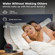 Sonic Alert Grey/Red Sonic Bomb Junior Alarm Clock with Bed Shaker - Vibrating Alarm Clock for Heavy Sleepers