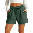 thumbnail image 4 of JUUNthy Womens Cotton Shorts, Elastic Waist Daily Wear Comfort Loose Summer Casual Shorts with Pockets Black XL, 4 of 9