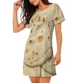 thumbnail image 2 of Fotbe Taco Tortillas Bata de Dormir para Mujer con Estampado, Camisón de Algodón de Manga Corta, Ropa de Dormir Casual, 2 of 6