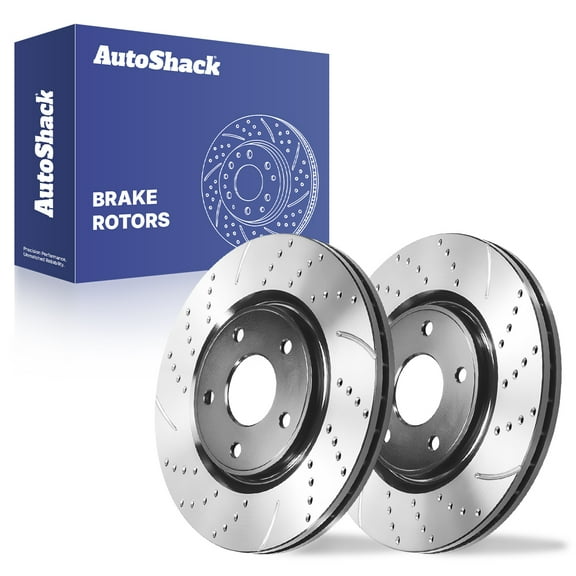 AutoShack Front Vented Drilled & Slotted E-Coated Brake Rotors 2-PC Set Replacement for 2012-2020 Dodge Grand Caravan 2012-2020 Dodge Journey 2017-2023 Chrysler Pacifica ShadowGuard 12.99" (330 mm)
