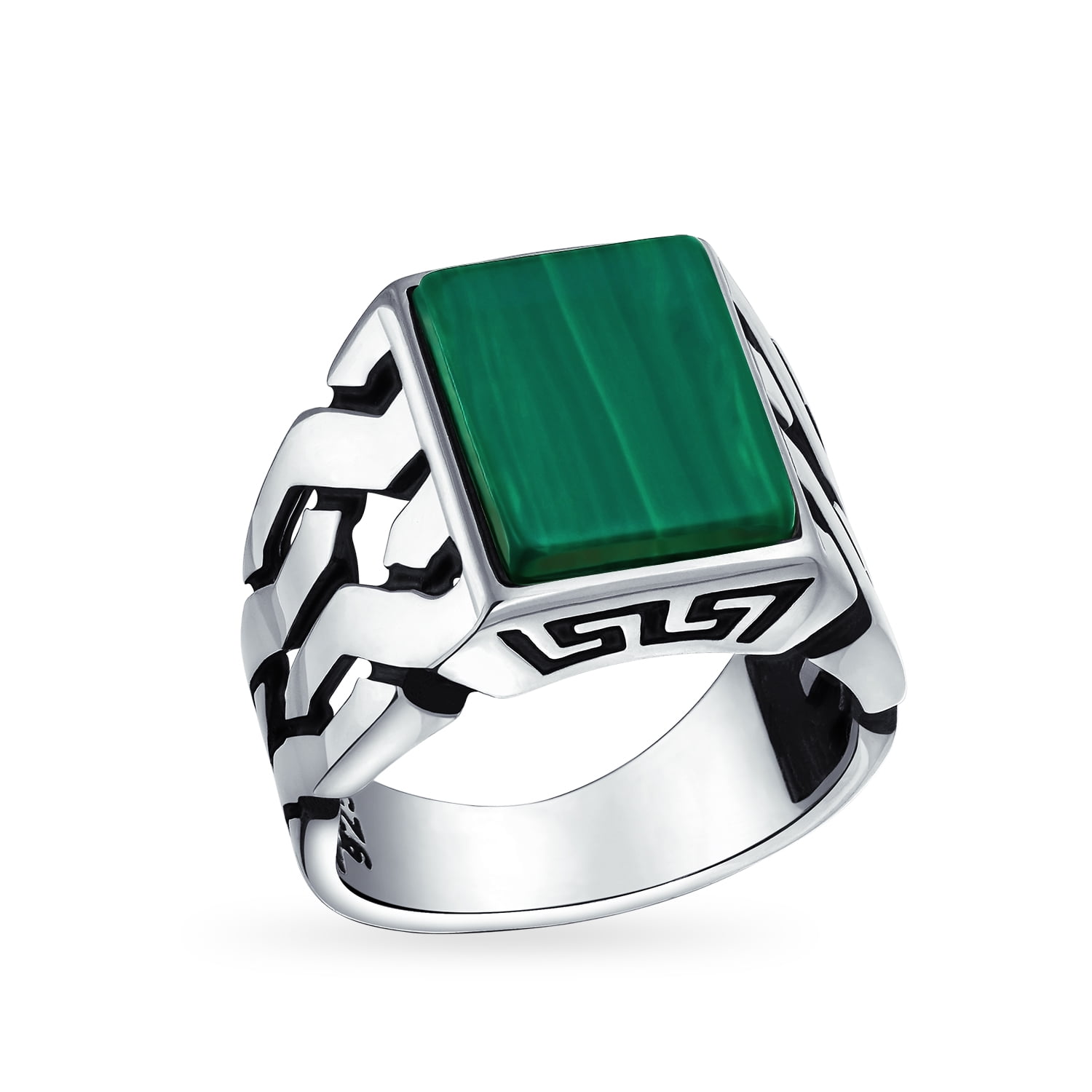Solid 925 Sterling Silver Mens Ring Green Agate Gemstone Handmade Turkish Style 