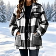 thumbnail image 6 of FchengtaiS Sherpa Fleece Jackets For Women Fuzzy Button Down Plaid Coats Fall Winter Warm Outerwear With Pocket, 6 of 7