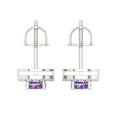 thumbnail image 4 of 14K Solid Gold Screw Back Stud Earrings for Women | 1.24 cttw Round Cut Simulated Alexandrite | White Gold, 4 of 5