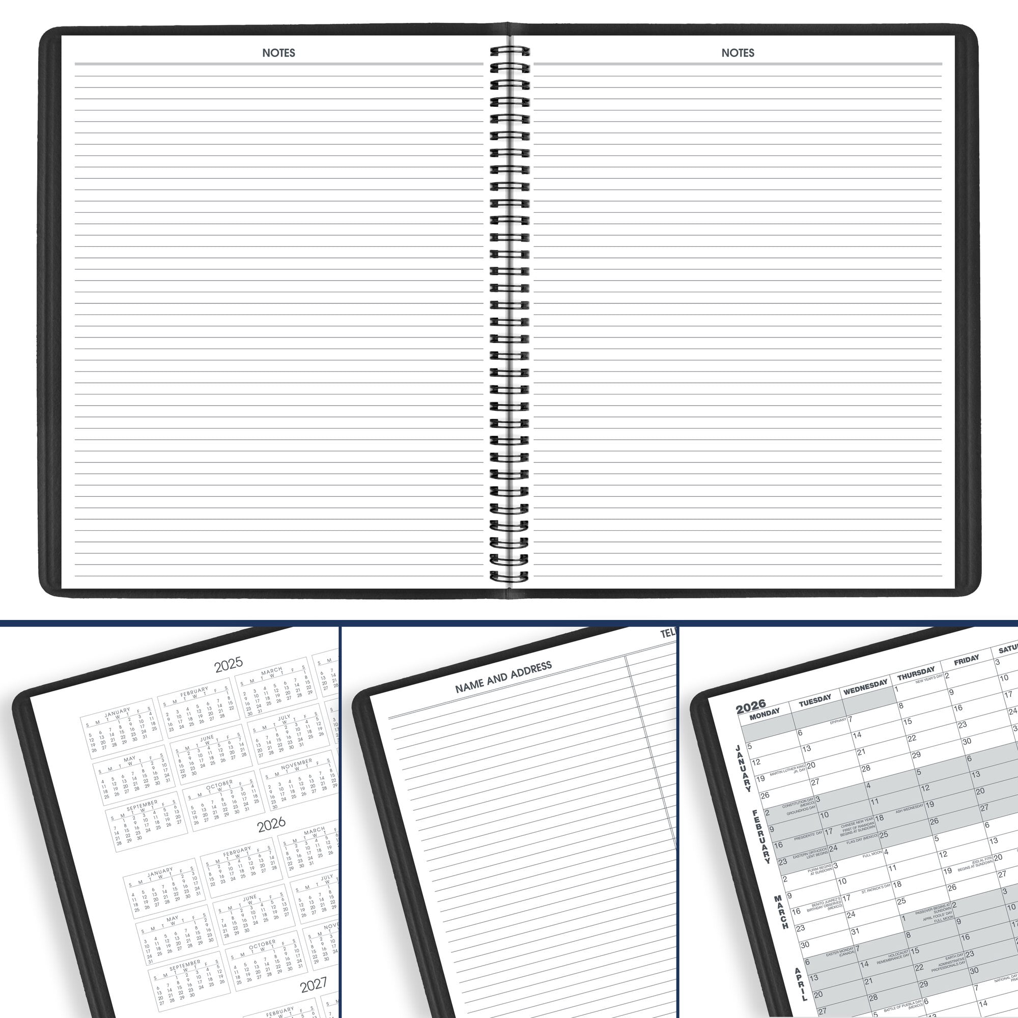 AT-A-GLANCE 2026 15-Month Monthly Planner Black Large 9 x 11 - Monthly Planners
