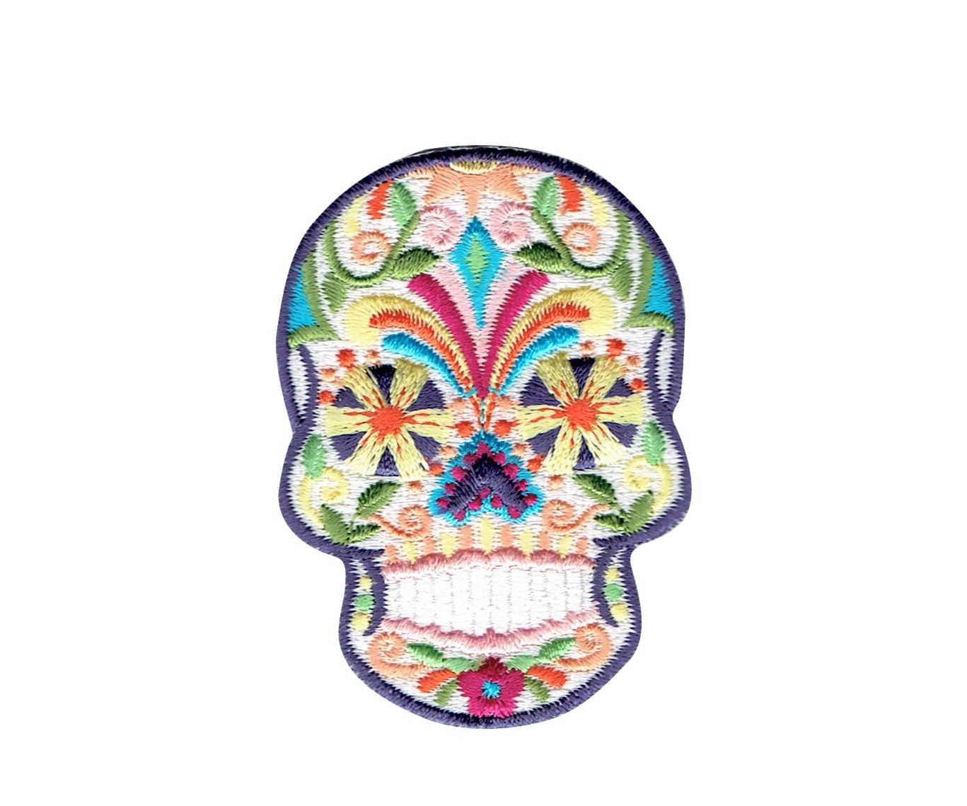 SUGAR SKULL FLOWER HAT EMBROIDERED IRON ON PATCH 