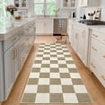 thumbnail image 4 of Garvee 2x6 Modern Checkered Runner Rug Washable Rugs, Soft Non Slip Non Shedding Carpet Indoor Printed Accent Rug for Hallway Kitchen Laundry Bedroom，Beige and Camel, 4 of 8