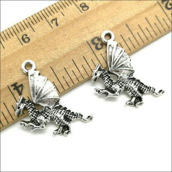 U8MO 8/20/60X Jewelry Making DIY flying dragon alloy charms pendants 21x23mm-ancient silver-20pcs