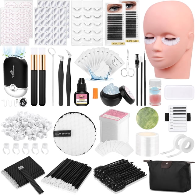Kit de extensiones de pestañas Qinzave para principiantes con maniquí