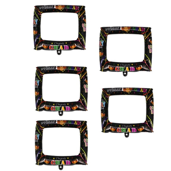 MLINS  5 Pcs Fiesta Trophy Birthday Props Balloons Photo Frame Ballons Black