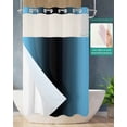 thumbnail image 2 of No Hook Shower Curtain with Snap in Liner, Ombre Abstract Gradient Blue and Gray Hotel Shower Curtains for Bathroom, Washable Shower Curtain Liner Set with Mesh Top Window, 54"x78", 2 of 6