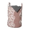 thumbnail image 1 of Vintage Laundry Bag, White Lacy Vintage Romantic Trimming Edging Lines Crochet Computer Drawn Graphic, Basket with Handles Drawstring Closure for Laundromats, 13" x 19", Blush Water, by Ambesonne, 1 of 4