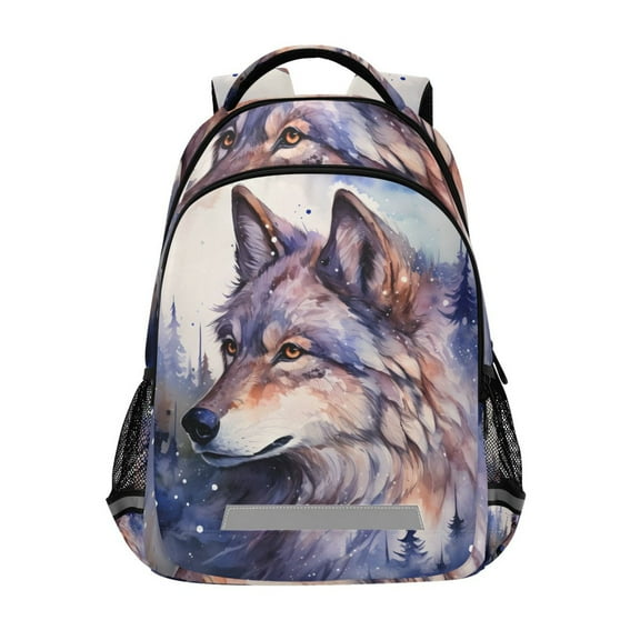 ALAZA Wolf with Forest Backpack Elementary School Bag Bookbag Travel Rucksack