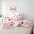 thumbnail image 6 of Manfei Kawaii Bowknot Bedding Comforter Set 7pcs for Kids Girls, Cute Strawberry King Bedding Sets, Pink Red White Bed Sheets, Microfiber Bedroom Decor, 6 of 8