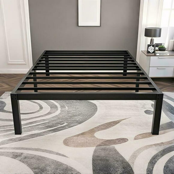 13.5 Inch Twin Size Bed Frame, Metal Platform Single Bed Frame Steel Slat Support with Under Bed Storage, No Box Spring Needed, Easy Assembly