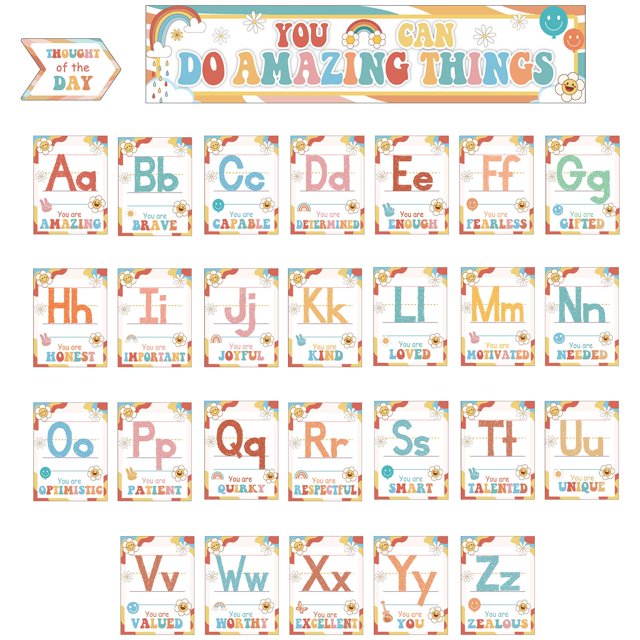 Set de tablones de anuncios gistim Groovy Alphabet Affirmations
