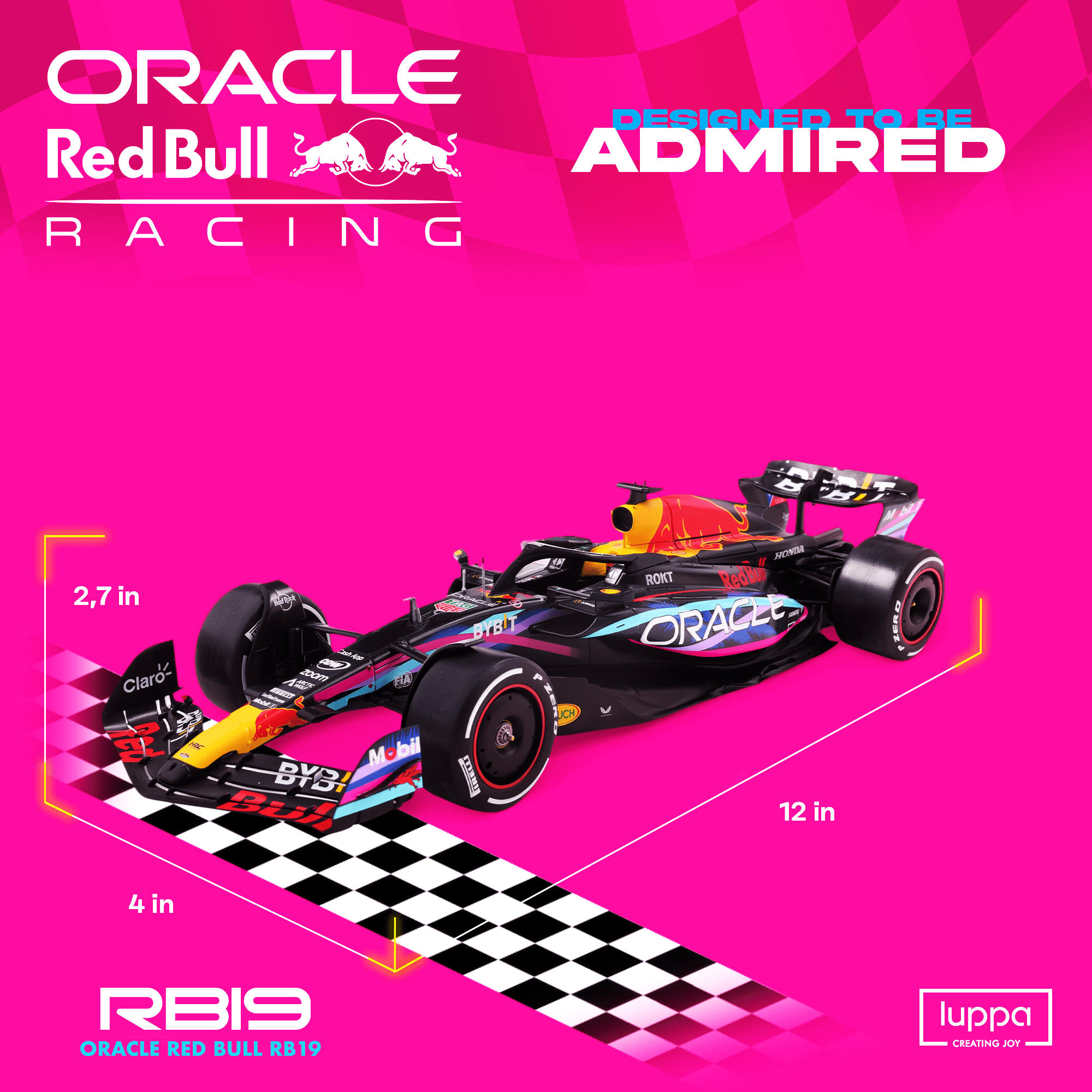 Formula 1 Miami GP RB19 Model Kit - 1:18 Scale Racing F1 RB19 Model Inspired by Checo Pérez & Max Verstappen Building kit, Collectible diecast, 140 Pieces