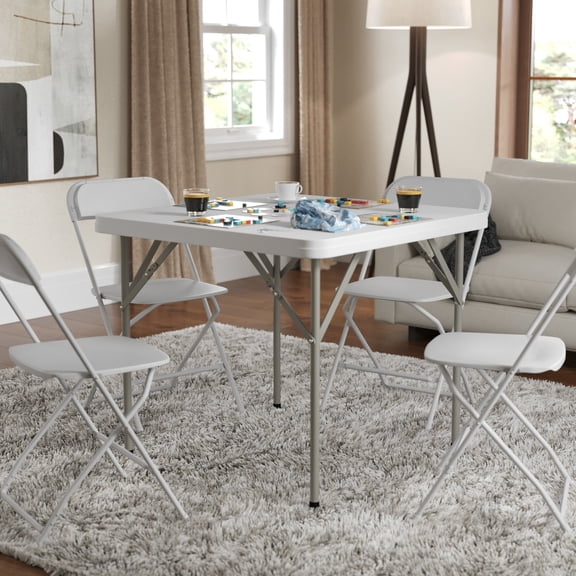 Flash Furniture 34.25" Square Granite White Plastic Folding Table