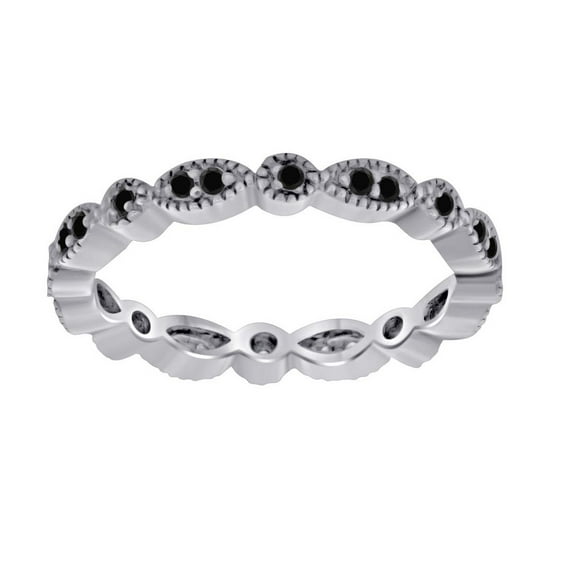 0.35 Carat Black Diamond Stackable Eternity Wedding Band In 10K White Gold