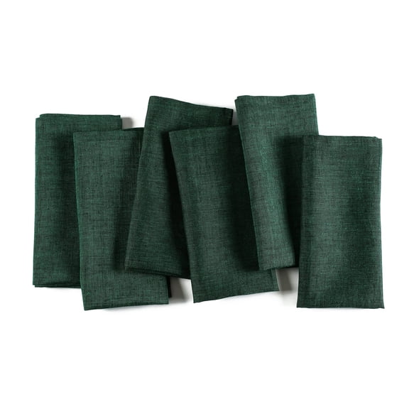 Fingercraft Cloth Napkins, 100% Linen Table Napkins, 20 in x 20 in, Set of 6, Green