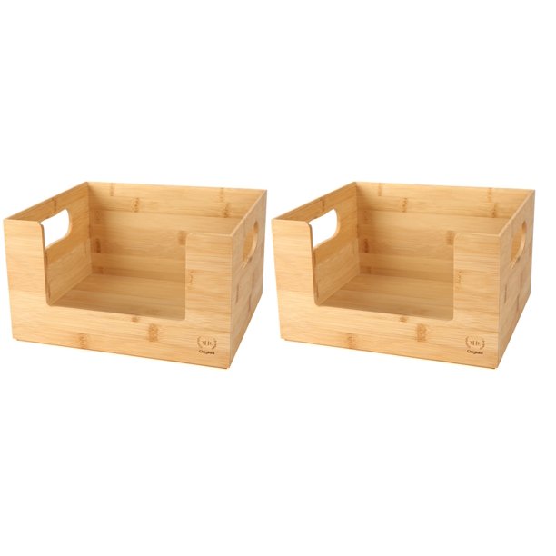 The Home Edit Bamboo Set of 2 Open Front Small Storage and Organizing