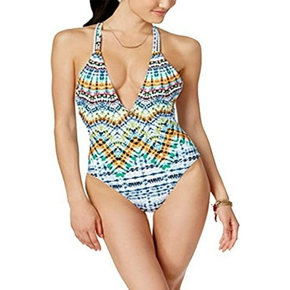 Bar III MULTI Tulum Macrame Racerback One-Piece Swimsuit, US Medium