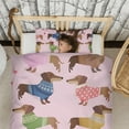 thumbnail image 3 of Colorful Funny Dachshund Duvet Cover and Pillowcase Set for Single Bedding, Bedroom Accessories for Kids Teens, 3 of 5