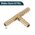 thumbnail image 4 of Brass Hose Barb Fittings 1/4" T Shaped 3 Way Connector for Air Water Oil Gas Fuel 1 Pcs Gold Tone, 4 of 6