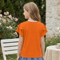 thumbnail image 5 of Grblisyd Girls' V-Neck Ruffle Top Casual Cute T- Shirts Loose Fit Short Sleeve Tee Tops Beach Vacation Solid Tops Blouses Orange 4-5Y, 5 of 6