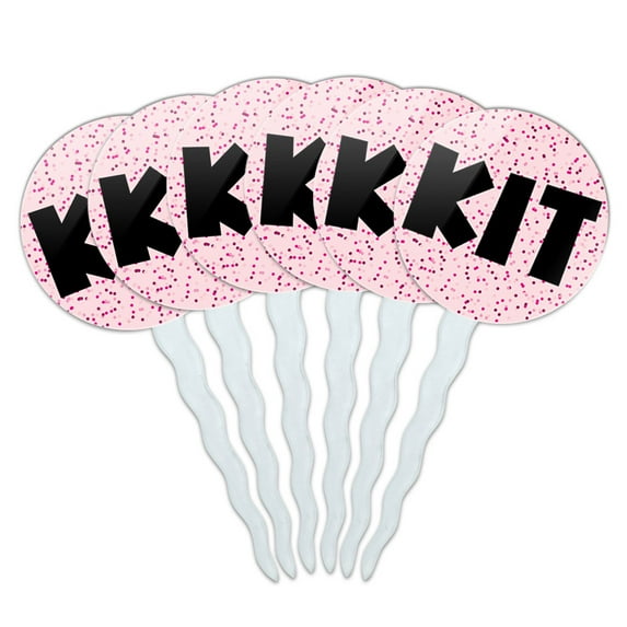 Kit Cupcake Picks Toppers - Set of 6 - Pink Speckles