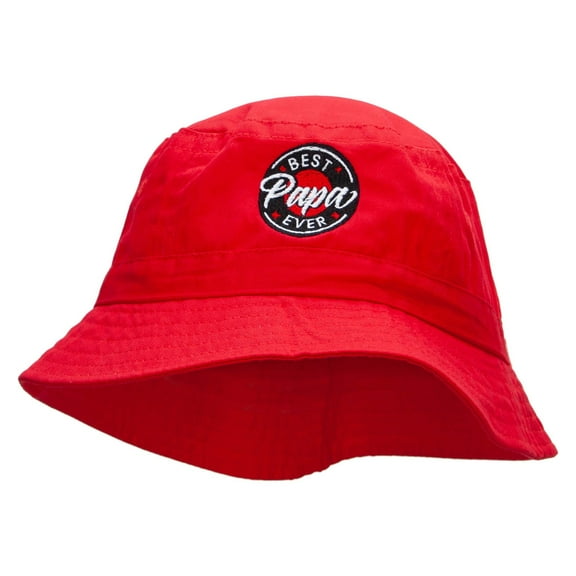 Best Papa Ever Embroidered Bucket Hat - Red OSFM