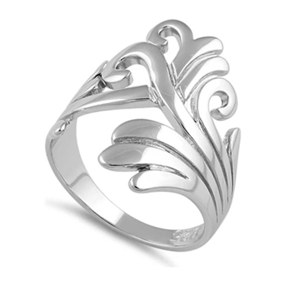 925 Sterling Silver Oxidized Platinum Plated Multiple Waves Women Valentines Day Gifts Ring
